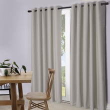 Lexington Grey & White Blockout Eyelet Curtains (Set of 2)